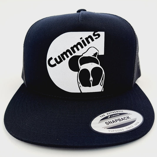 Cummins Flat Bill Trucker Mesh Snapback Black High Crown