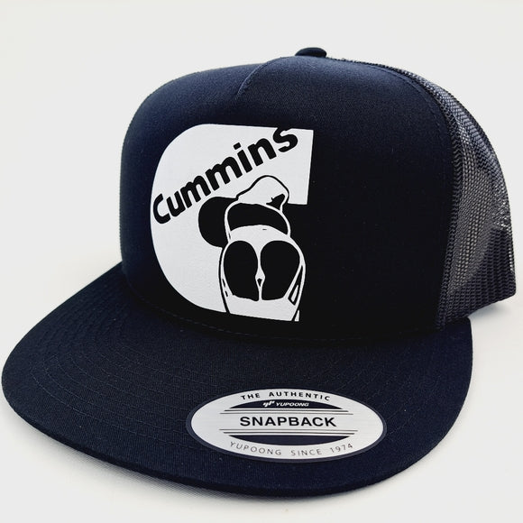 Cummins Flat Bill Trucker Mesh Snapback Black High Crown