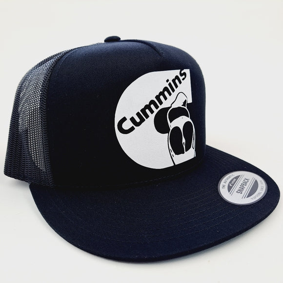 Cummins Flat Bill Trucker Mesh Snapback Black High Crown