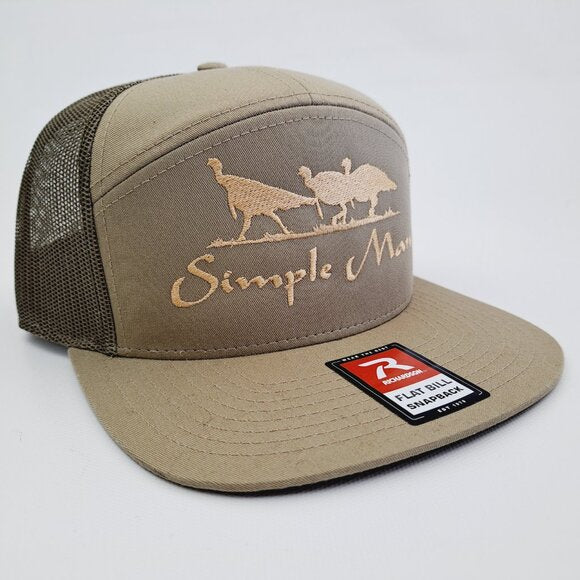 Simple Man Turkey 7 Panel Flat Bill Trucker Mesh Snapback Cap Hat