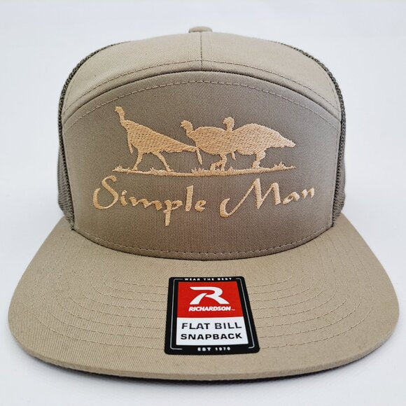Simple Man Turkey 7 Panel Flat Bill Trucker Mesh Snapback Cap Hat
