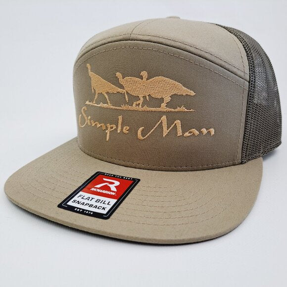 Simple Man Turkey 7 Panel Flat Bill Trucker Mesh Snapback Cap Hat