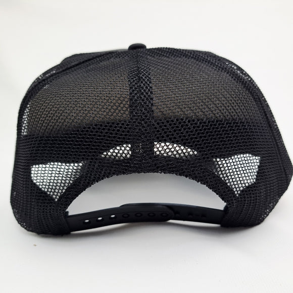 Black Flag Foam Mesh Snapback Trucker Hat Cap Black HTV application