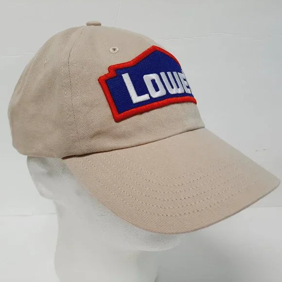 Lowes Embroidered Patch Hat Cap Beige Relaxed Cotton Lowe's