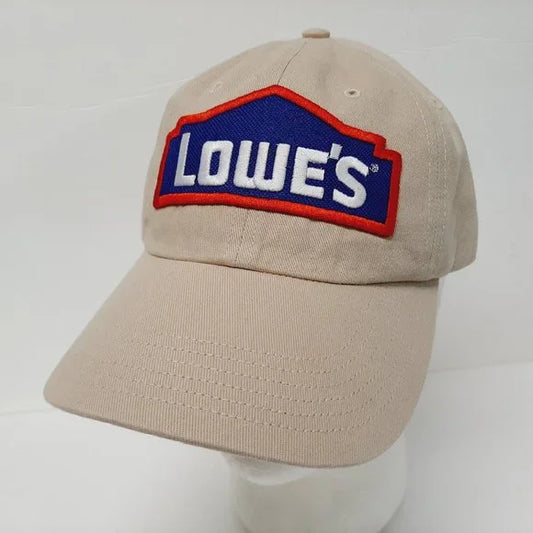 Lowes Embroidered Patch Hat Cap Beige Relaxed Cotton Lowe's