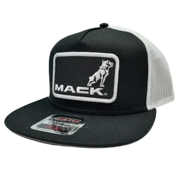 Otto Hat Cap Flat Bill Trucker Mack Trucks Embroidered Patch Black Mesh