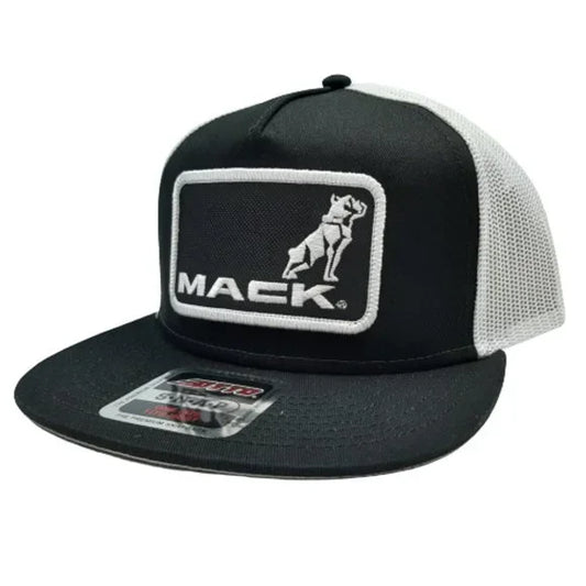 Otto Hat Cap Flat Bill Trucker Mack Trucks Embroidered Patch Black Mesh