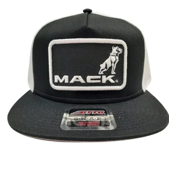 Otto Hat Cap Flat Bill Trucker Mack Trucks Embroidered Patch Black Mesh