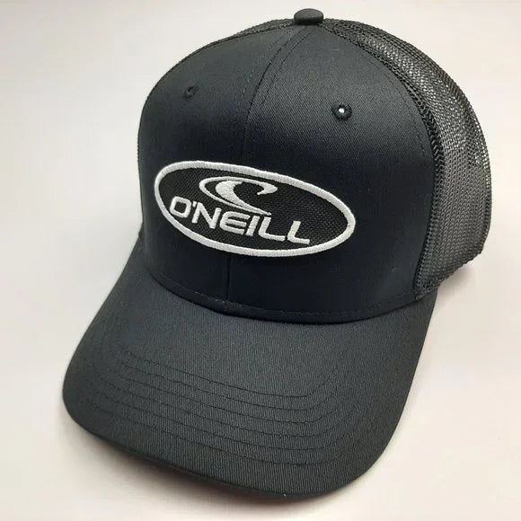O'Neill Embroidered Patch OTTO Curved Bill Mesh Snapback Hat Cap Black