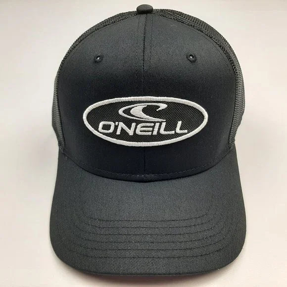 O'Neill Embroidered Patch OTTO Curved Bill Mesh Snapback Hat Cap Black