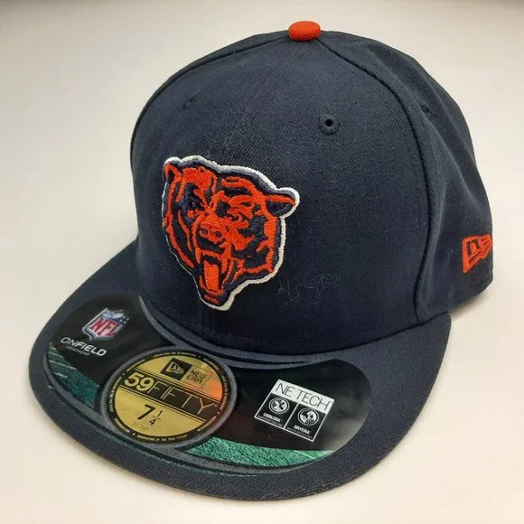 NFL Chicago Bears New Era 59 Fifty 7 1/4 Flat Bill Fitted Cap Hat Blue