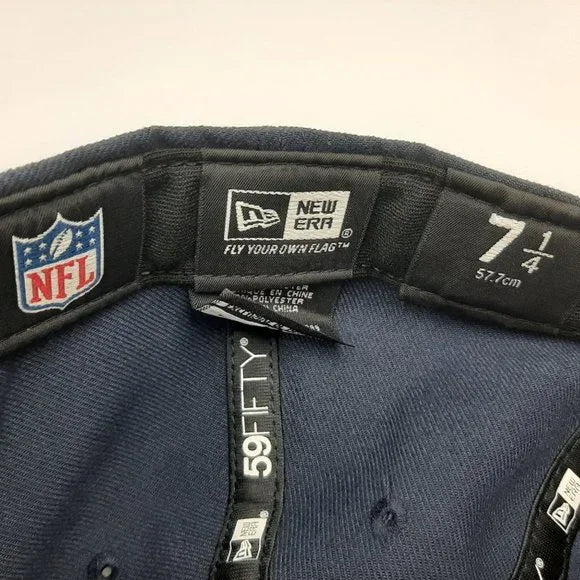 NFL Chicago Bears New Era 59 Fifty 7 1/4 Flat Bill Fitted Cap Hat Blue