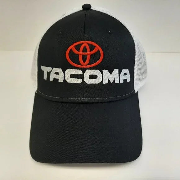 Toyota Tacoma Embroidered Snapback Curved Bill Cap Hat Black & White