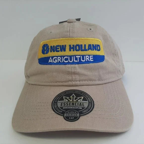New Holland Embroidered Adjustable Dad Cap Beige Cotton