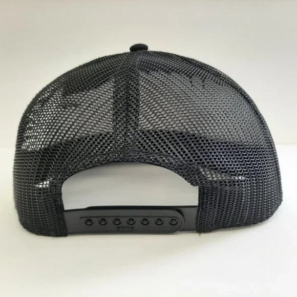 CAT Caterpillar Embroidered Flat Bill Mesh Snapback Cap Hat Black