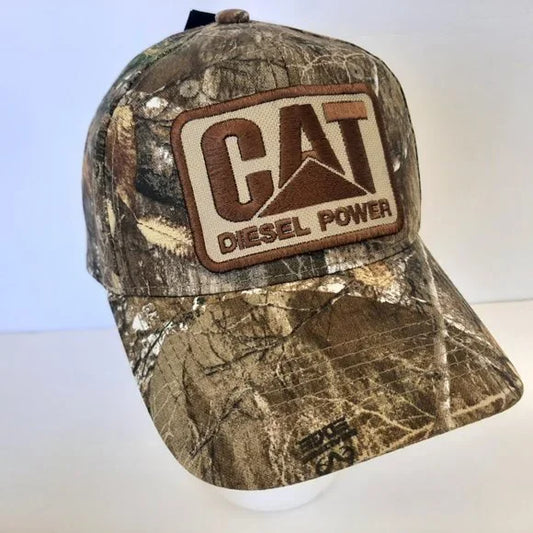 Cat Diesel Power Embroidered Patch Trucker Strapback Camouflage Hat Cap