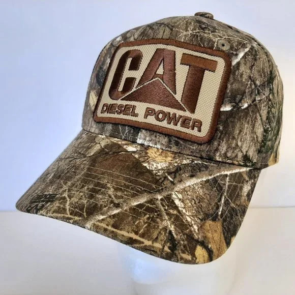 Cat Diesel Power Embroidered Patch Trucker Strapback Camouflage Hat Cap