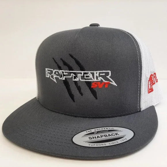 Ford Raptor SVT Embroidered Flat Bill Mesh Snapback Cap Hat Gray & White