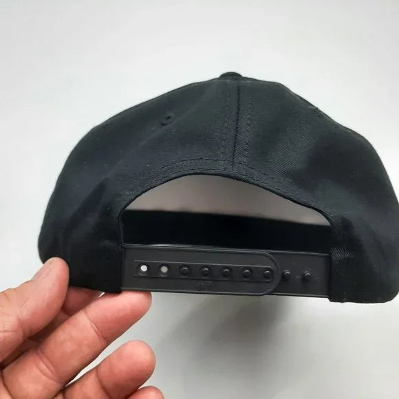 Fox Flat Bill Embroidered Logo Snapback Cap Hat Black Solid