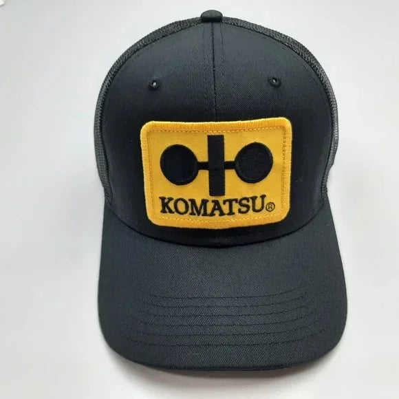 Komatsu Equipment Curved Bill Visor Mesh Snapback Hat Cap Black Embroidered Patc