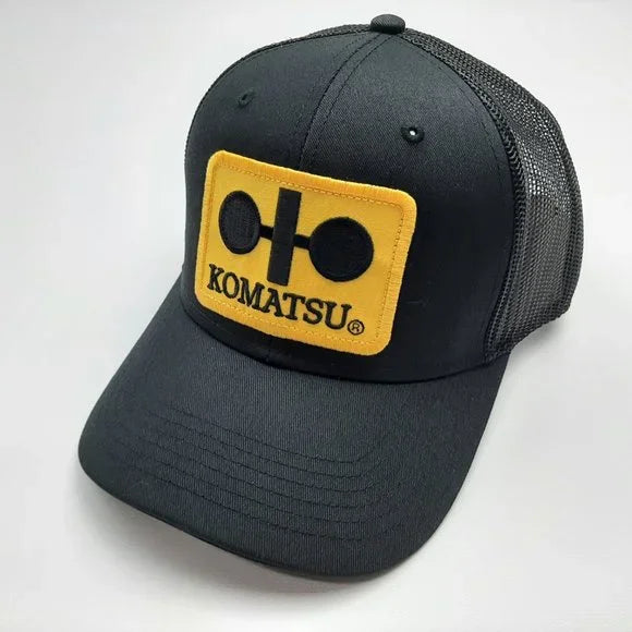 Komatsu Equipment Curved Bill Visor Mesh Snapback Hat Cap Black Embroidered Patc