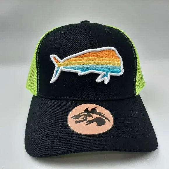 Dorado Mahi Dolphin Fish Embroidered Mesh Snapback Fishing Hat Cap