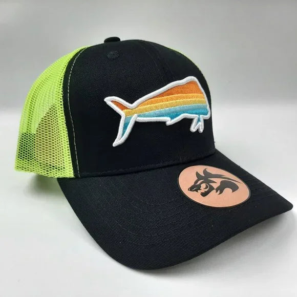 Dorado Mahi Dolphin Fish Embroidered Mesh Snapback Fishing Hat Cap