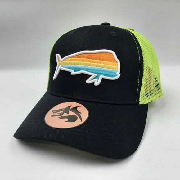 Dorado Mahi Dolphin Fish Embroidered Mesh Snapback Fishing Hat Cap