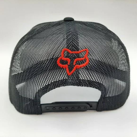 Fox Racing Embroidered Patch Red Flat Bill Mesh Snapback Baseball Cap Hat Black