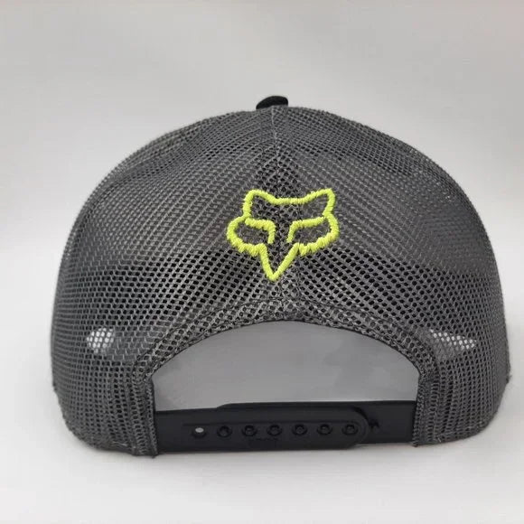Fox Racing Patch Yellow Neon Flat Bill Mesh Snapback Cap Hat