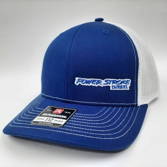 Richardson 112 Powerstroke Diesel Trucker Mesh Snapback Cap Hat Blue Embroidered