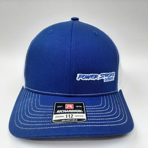 Richardson 112 Powerstroke Diesel Trucker Mesh Snapback Cap Hat Blue Embroidered