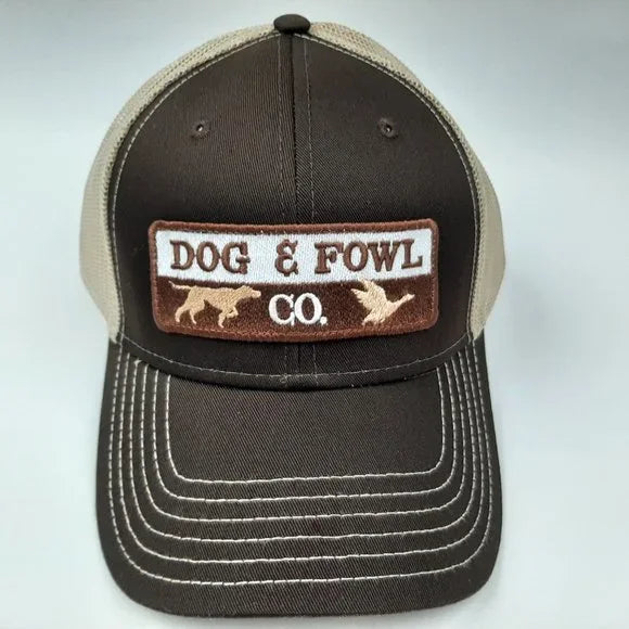 Dog & Fowl Trucker Low Profile Hat Cap Snapback Embroidered Patch Mesh Brown
