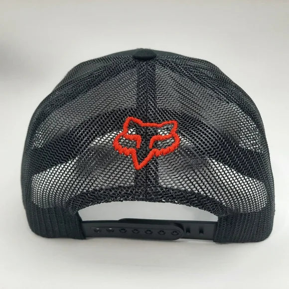 Fox Embroidered Patch Curved Bill Mesh Snapback Trucker Hat Cap Black