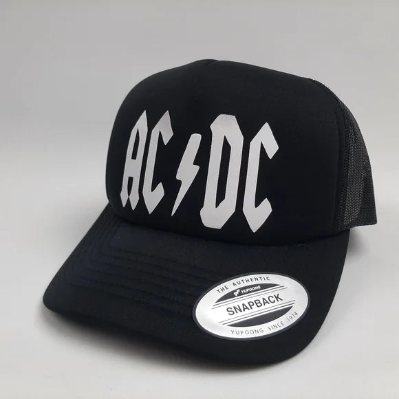 AC DC Hat Cap Trucker Foam Mesh Snapback Black OSFM