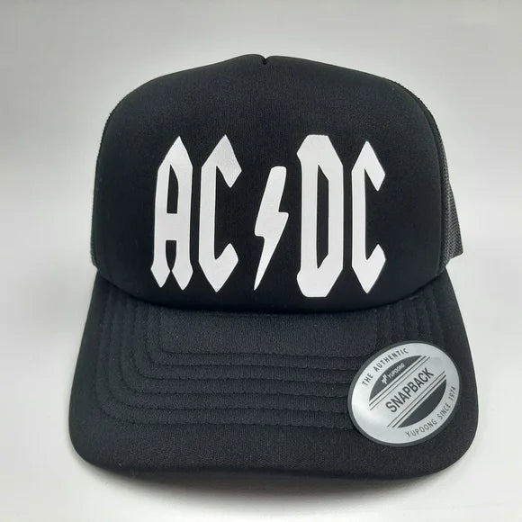 AC DC Hat Cap Trucker Foam Mesh Snapback Black OSFM