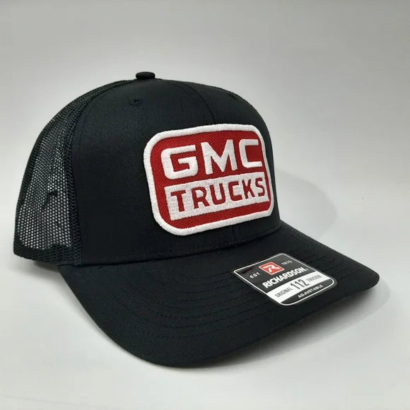 GMC Trucks Embroidered Patch Richardson 112 Trucker Mesh Snapback Cap Hat Black
