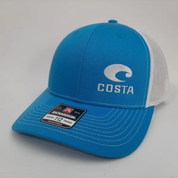 Costa Richardson 112 Trucker Mesh Snapback Hat Cap Embroidered Blue White