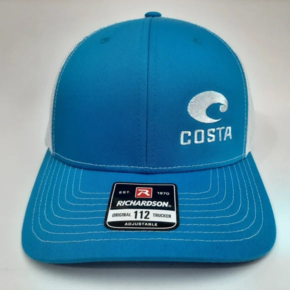 Costa Richardson 112 Trucker Mesh Snapback Hat Cap Embroidered Blue White