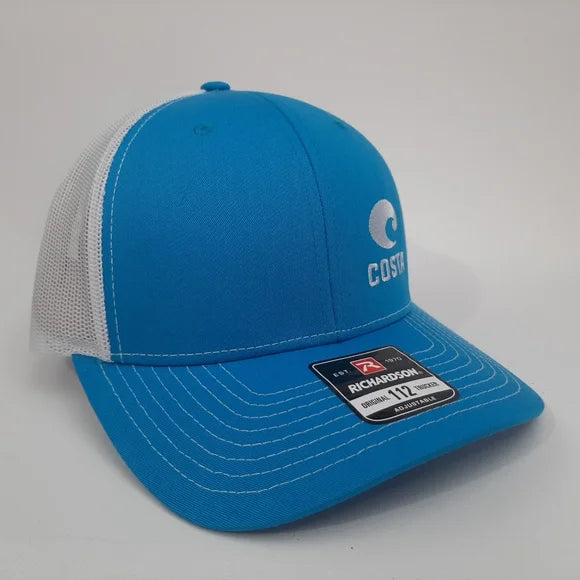 Costa Richardson 112 Trucker Mesh Snapback Hat Cap Embroidered Blue White