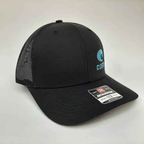 Costa Richardson 112 Trucker Mesh Snapback Hat Cap Embroidered Black