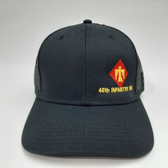 45th Infantry Division Hat Cap Black Mesh Snapback Embroidered
