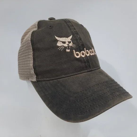 Bobcat Skid Steer Relaxed Soft Mesh Snapback Cap Hat Embroidered Brown