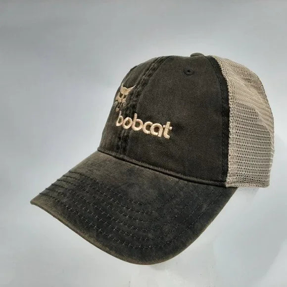Bobcat Skid Steer Relaxed Soft Mesh Snapback Cap Hat Embroidered Brown