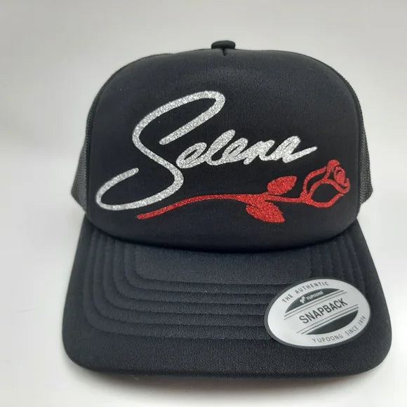 Selena Foam Trucker Mesh Snapback Hat Cap Black