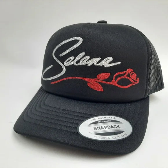Selena Foam Trucker Mesh Snapback Hat Cap Black