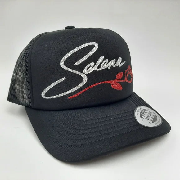 Selena Foam Trucker Mesh Snapback Hat Cap Black