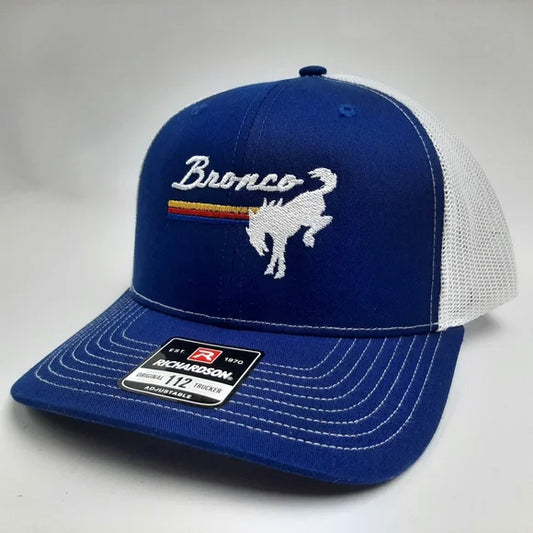 Bronco Richardson 112 Trucker Mesh Snapback Hat Cap Embroidered Blue