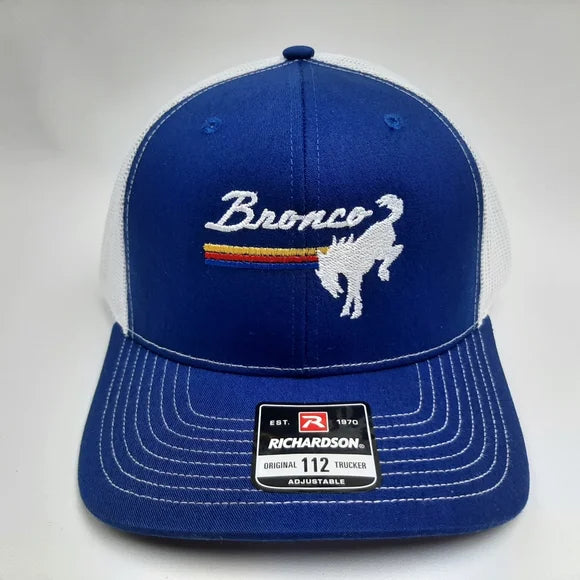 Bronco Richardson 112 Trucker Mesh Snapback Hat Cap Embroidered Blue