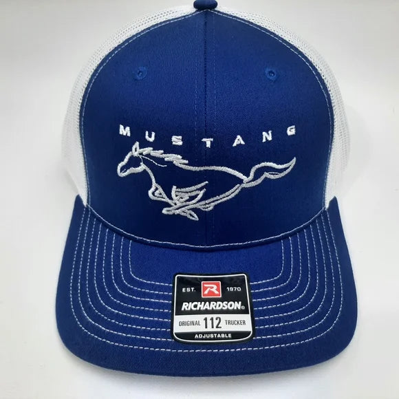 Mustang Ford Richardson 112 Trucker Mesh Snapback Hat Blue